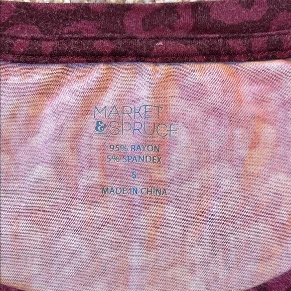 Market & Spruce Maroon Animal Print Tee - Picture 2 of 4